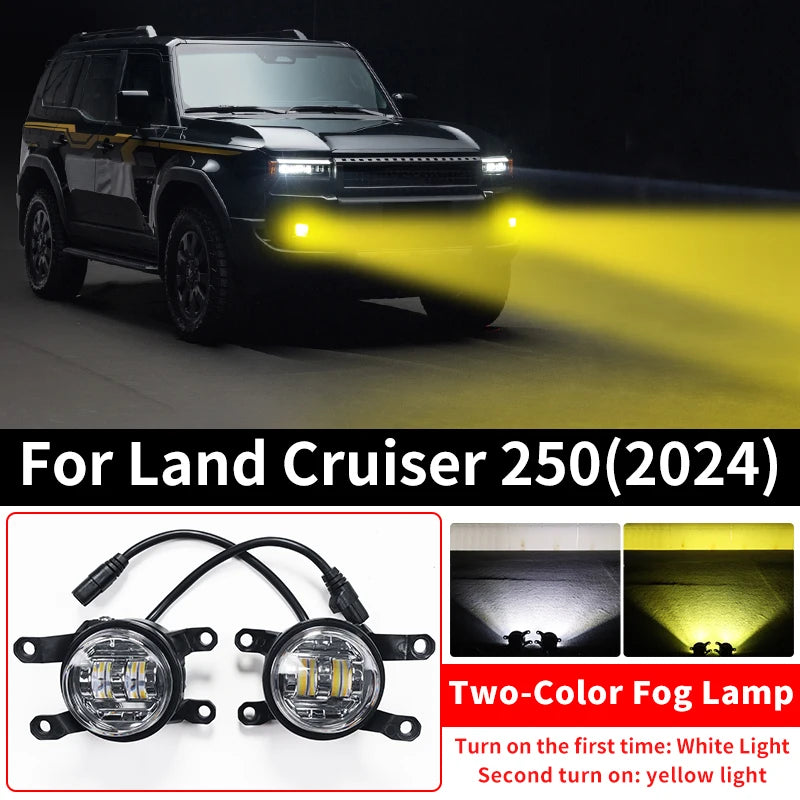 Two-Color Gold Front Fog Lamp For Toyota Land Cruiser 250 2024 2025 Prado LC250