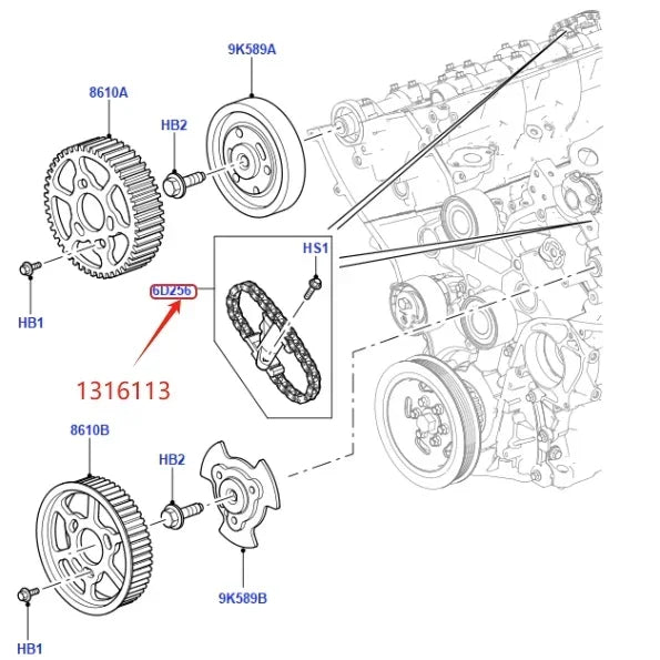 CAMSHAFT TIMING CHAIN & TENSIONER FOR 2.7 3.0 DIESEL LR3 RANGE ROVER SPORT 05-09 14- NEW DISCOVERY VELAR JAGUAR C2S30215 1316113