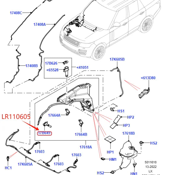 Windshield Washer Fluid Low Level Sensor for Land Rover Range Rover 2013 RR Sport 2014- All New Discovery 2017 LR037568 LR110605