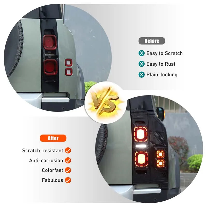 ABS Glossy black For Land Rover Defender 90 110 20-25 Car Rear Brake Light Wide Indicator Light Protective Net Cover Accessories