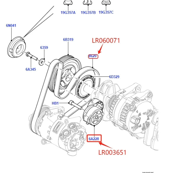 Genuine 2.2 Diesel Alternator Belt LR028881 LR060071 DAYCO APV2464 Tensioner LR003651 For LR2 Range Rover Evoque Discovery Sport