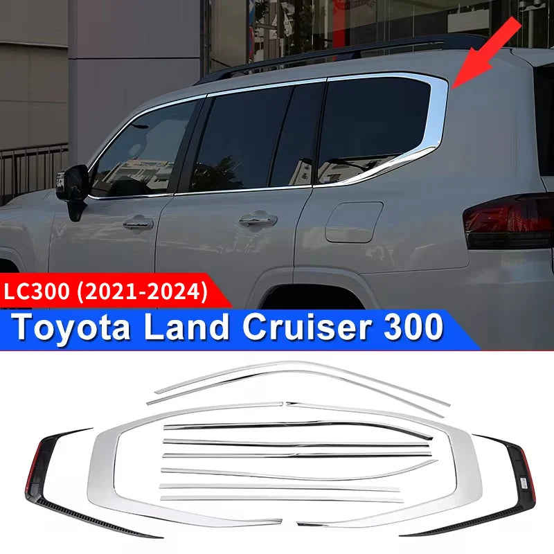 Car Side Window Chrome Decorative Strip For 2021-2024 Toyota Land Cruiser 300 LC300