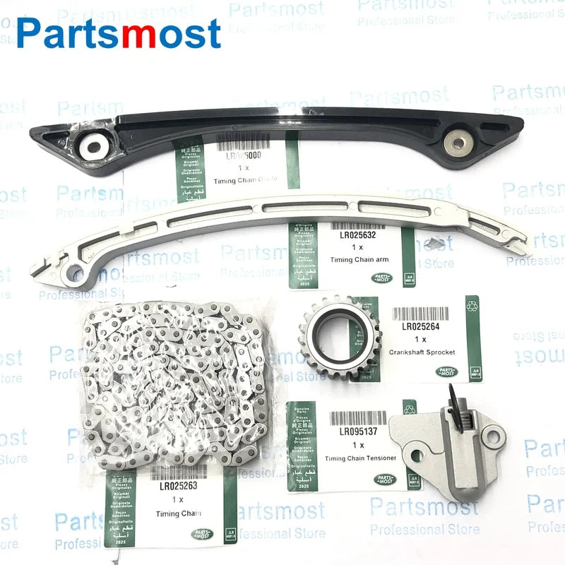 TIMING CHAIN GUIDE ARM TENSIONER CRANKSHAFT SPROCKET FOR 2.0 LAND ROVER LR2 EVOQUE RRS JAGUAR LR025000 LR025263 632 264 LR095137