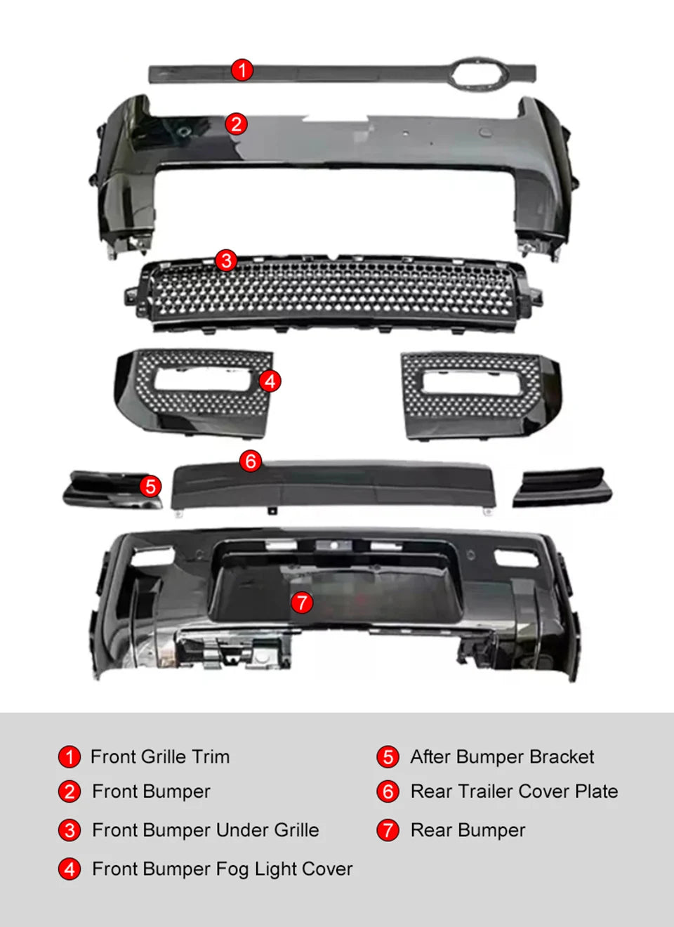 Body Kits for Land Rover Defender 110 2020-2024 High Quality Bumper Fog Light Case Grille modification Gloss Black Kit