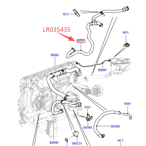 GENUINE 2.0 TURBO PETROL EXPANSION TANK LOWER HOSE FOR LAND ROVER RANGE ROVER EVOQUE 2012-2018 DISCOVERY SPORT LR024241 LR035435