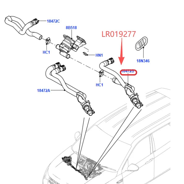 2.0L PETROL HEATER WATER HOSE FOR LAND ROVER FREELANDER 2 DISCOVERY SPORT L550 RANGE ROVER EVOQUE L538 2012- LR004075 LR019277