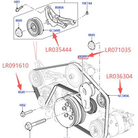 Thumbnail for 5.0 Drive Belt Idler pulley Tensioner for Discovery 4 Range Rover 2013- RR Sport 2014- Velar LR091610 LR035544 LR036304 LR071035