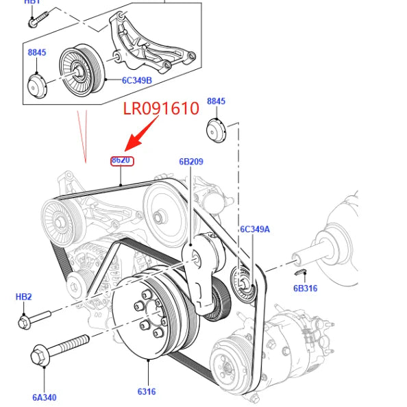 3.0 V6 PETROL ENGINE DRIVE BELT FOR LAND ROVER DISCOVERY V L462 RANGE ROVER VELAR JAGUAR XJ F-TYPE XE XF F-PACE T2H3354 LR091610