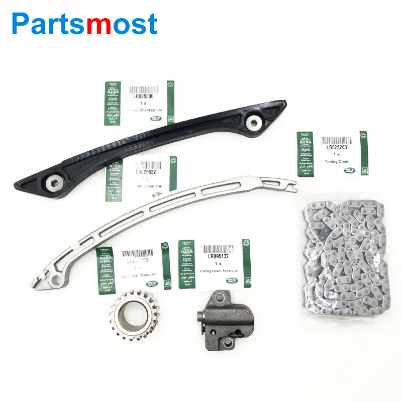 TIMING CHAIN GUIDE ARM TENSIONER CRANKSHAFT SPROCKET FOR 2.0 LAND ROVER LR2 EVOQUE RRS JAGUAR LR025000 LR025263 632 264 LR095137