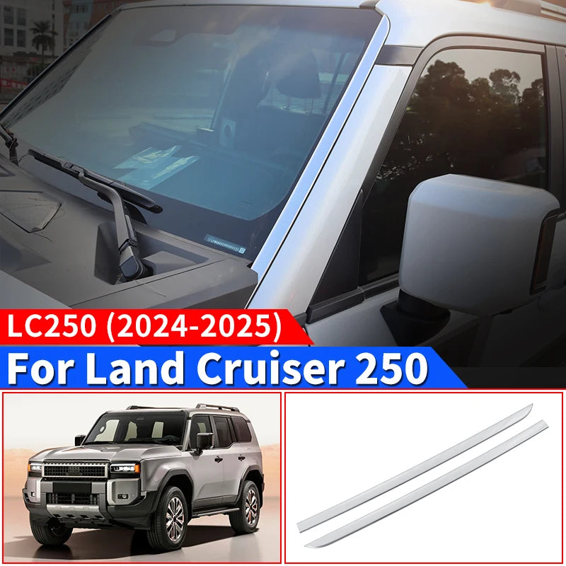 Front windscreen Car Window Chrome strip For Toyota Land Cruiser 250 Prado Lc250 2024 2025 1958 FJ250