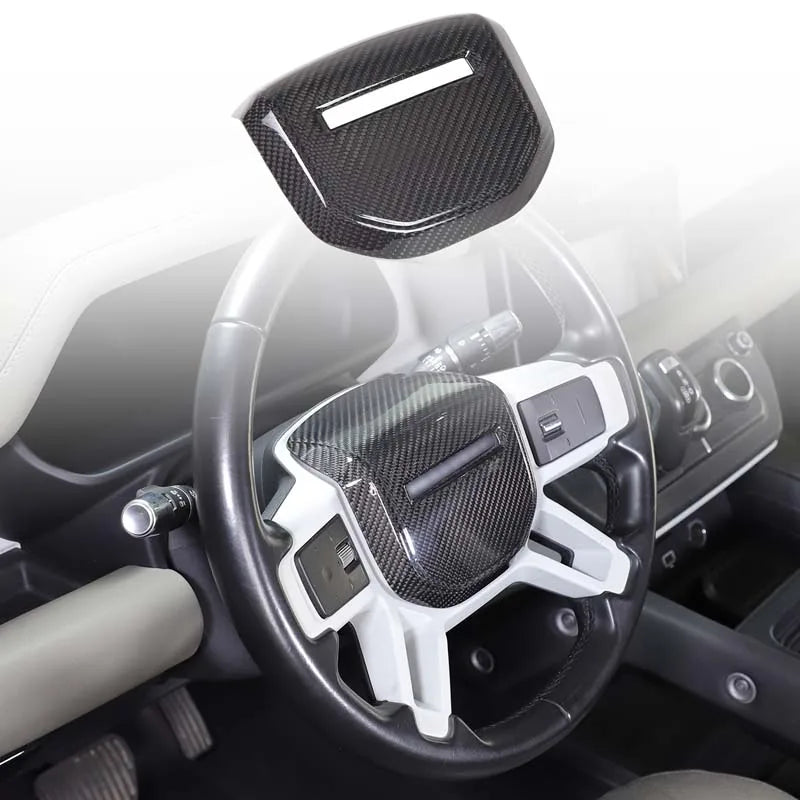 Real Carbon Fiber Car Steering Wheel Decorative Panel Cover For Land Rover Defender 90 110 2020-2024