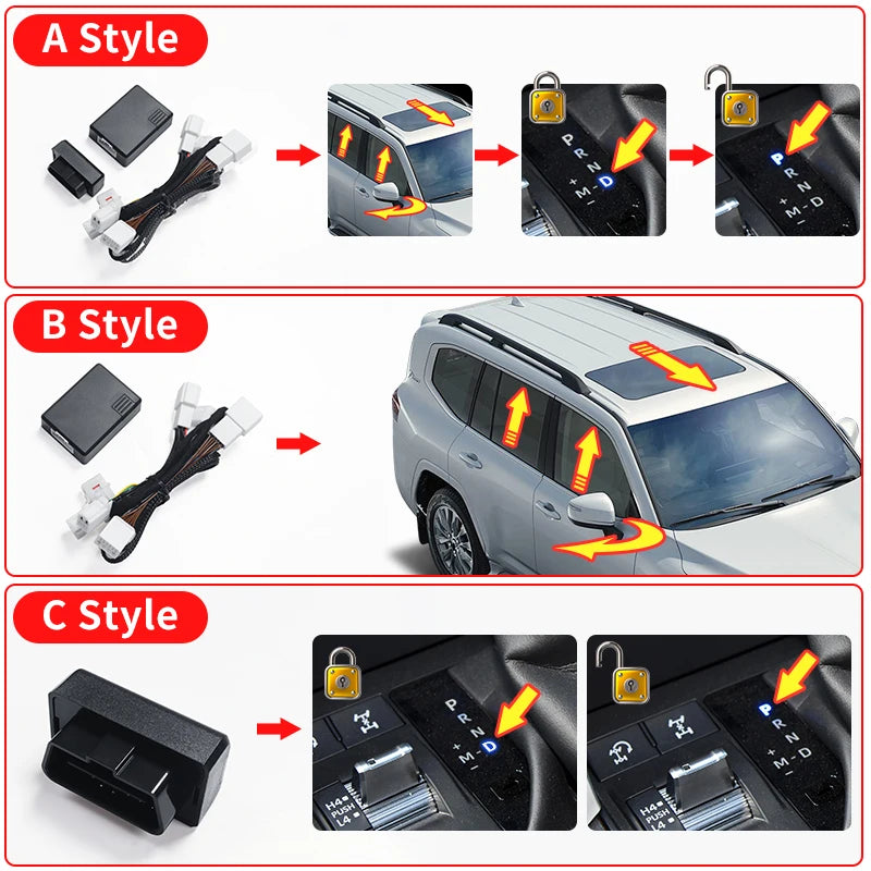 Automatic Closed Window + Lock Door +Rearview Mirror Folding For 2021-2024 Toyota Land Cruiser 300 LC300