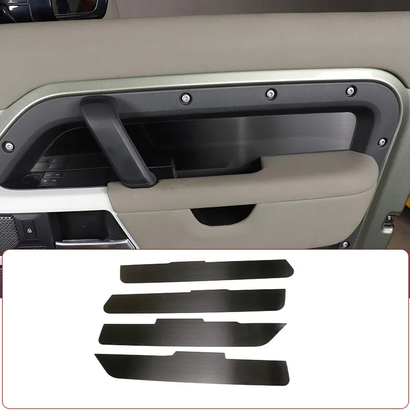 Stainless Steel Black Car Interior Door Decorative Panel Sticker For Land Rover Defender 110 2020-2025