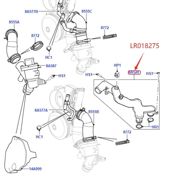5.0L V8 Thermostat Tube For Land Rover Discovery LR4 Range Rover 2010- 2013- RR Sport Coolant Water Outlet Pipe AJ89664 LR018275