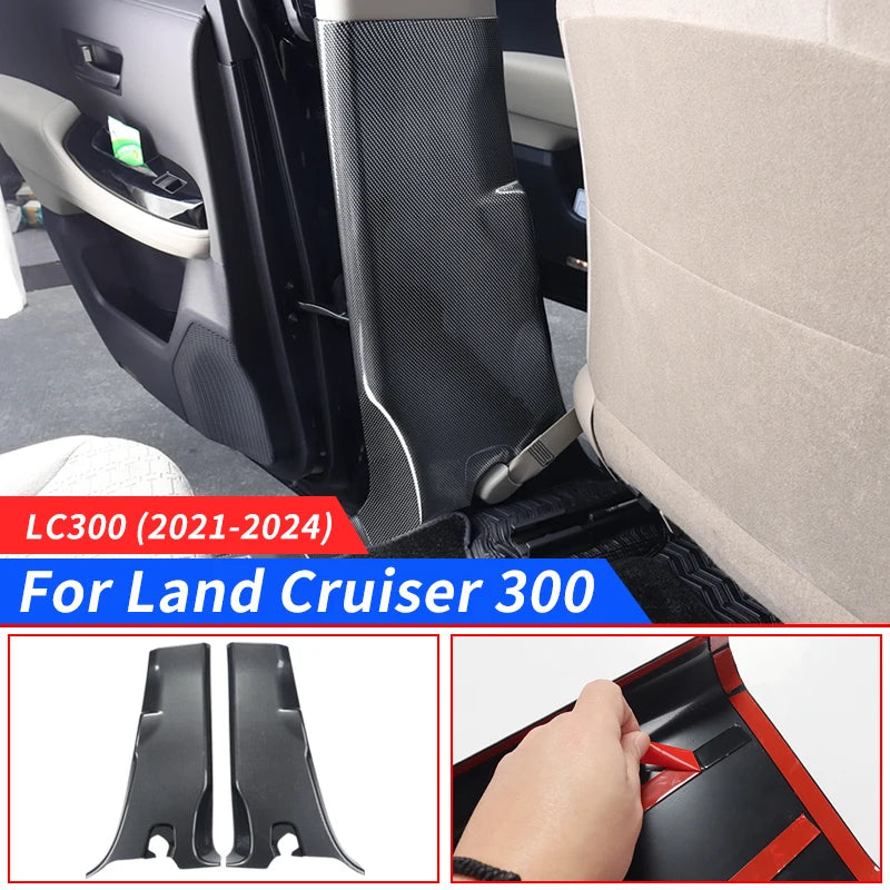 Carbon Fibre door B- pillar protective cover for Toyota Land Cruiser lc300 2021-2024