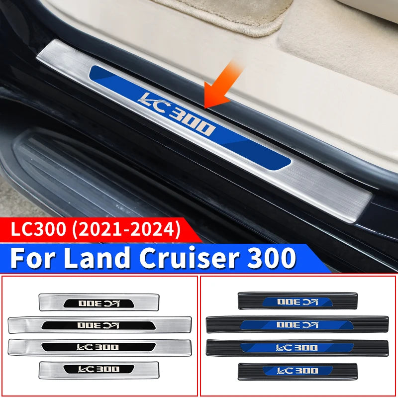 Stainless Steel Treadplates door sills For 2021-2024 Toyota Land Cruiser 300