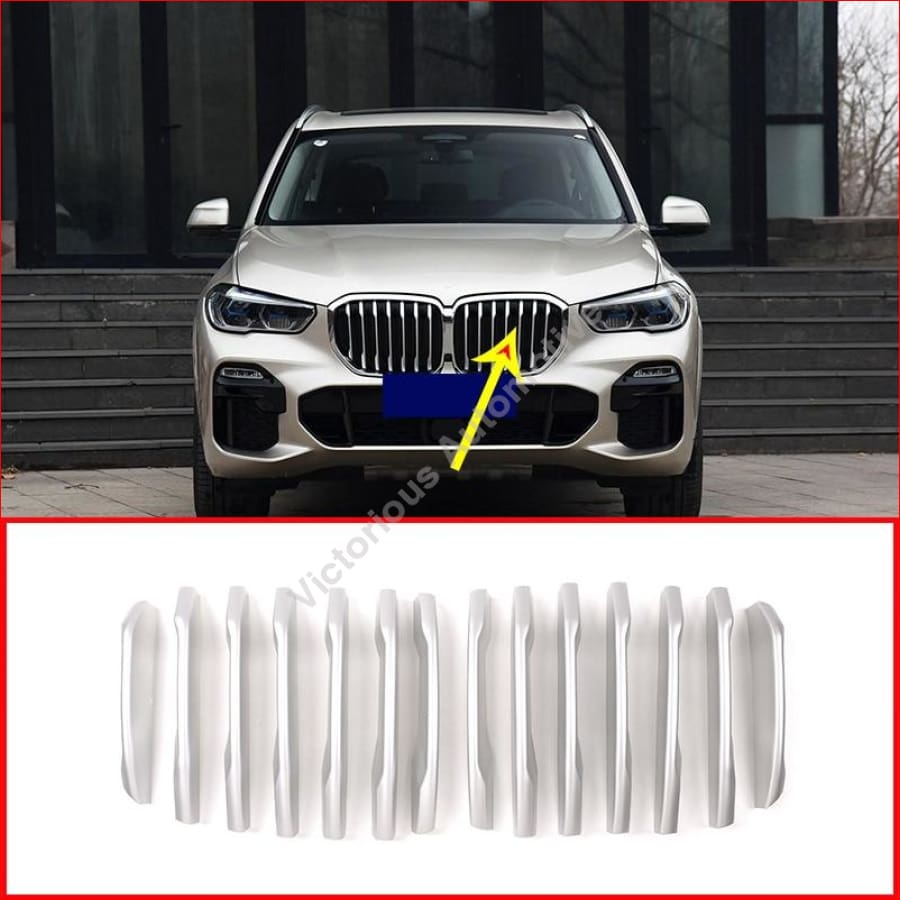 14 Pcs Abs Front Grill Decoration Strips Trim For Bmw X5 G05 2019 Car Accessories Car