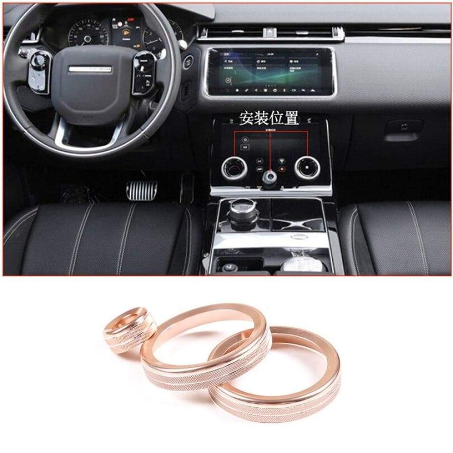 3Pcs For Range Rover Evoque 2019-2020 Aluminum Alloy Car Central Air Conditioning Volume Knobs Ring