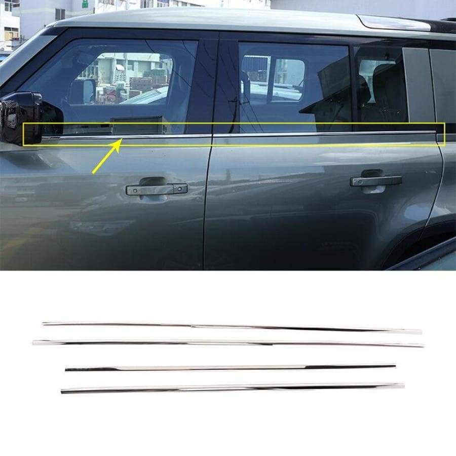 4Pcs/set Stainless Steel Car Window Decoration Cover Horizontal Trim For Land Rover Defender 110 130