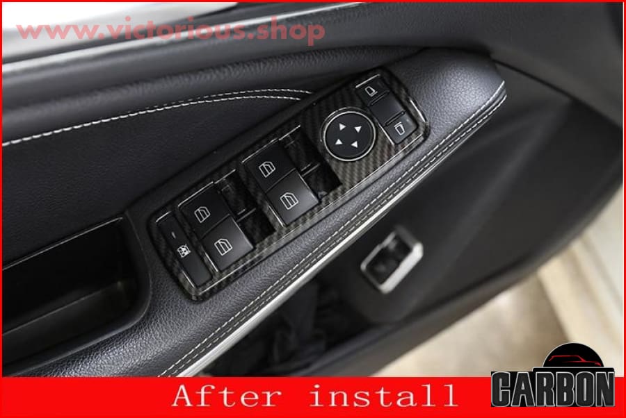 5Pcs Carbon Abs Window Lift Switch Button Frame Trim For Mercedes-Benz A B C E Gle Gla Cla Glk Class