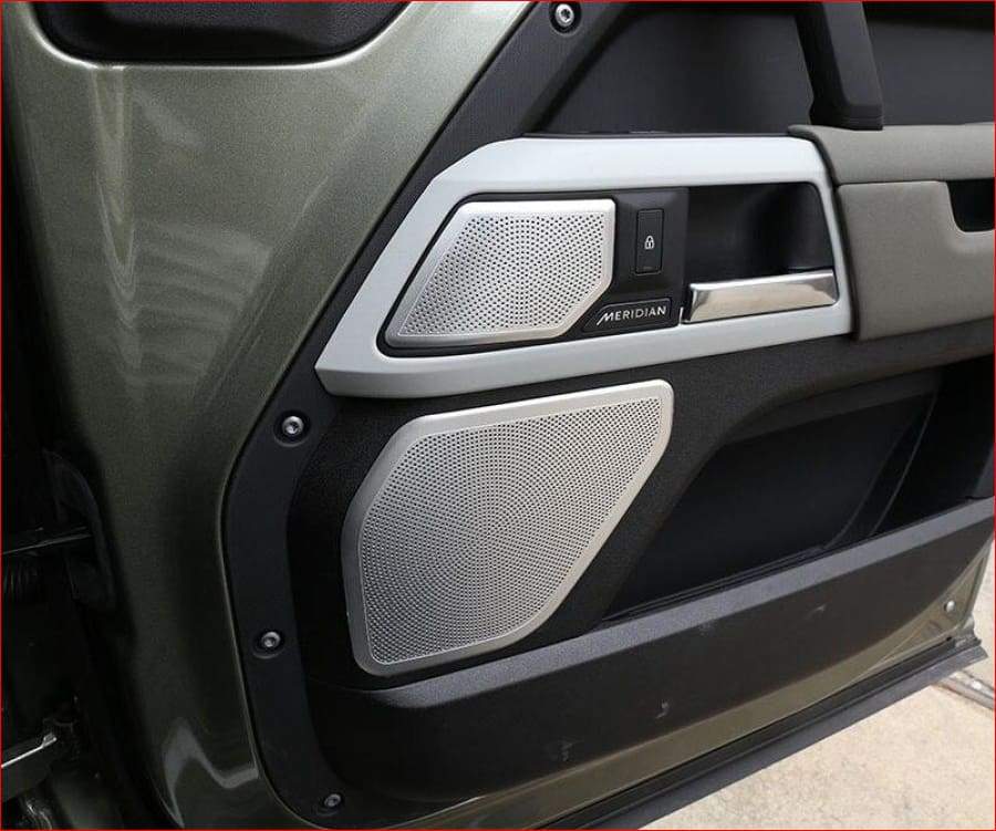 8 Pcs Aluminum Alloy Silver For Land Rover Defender 110 130 2020 Car Door Speaker Cover Panel Trim