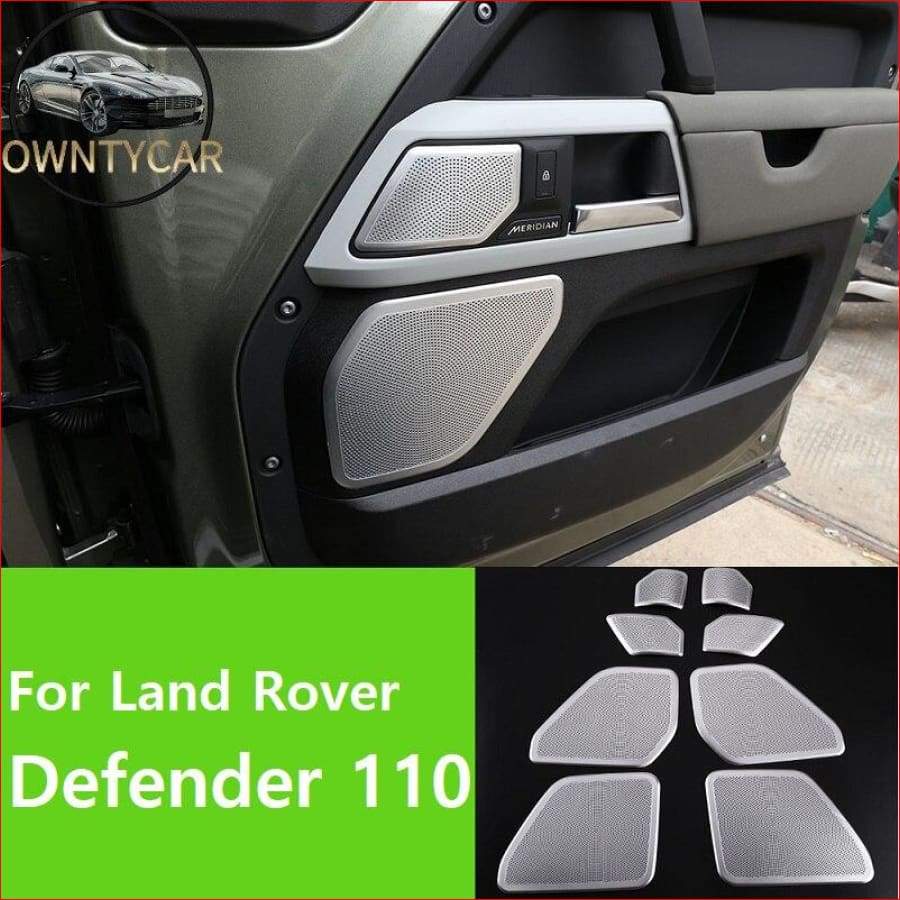 8 Pcs Aluminum Alloy Silver For Land Rover Defender 110 130 2020 Car Door Speaker Cover Panel Trim