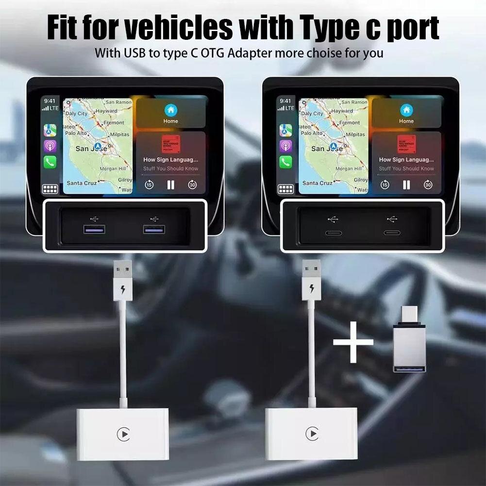 Wireless CarPlay Adapter for iPhone, USB Type C, Compatible with over 600  car models