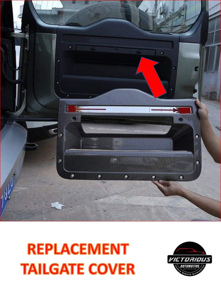 For Land Rover Defender 110 20-21 ABS Carbon Fiber Car Trunk Tailgate Anti-kick Protection Panel Cover Stickers Car Accessories