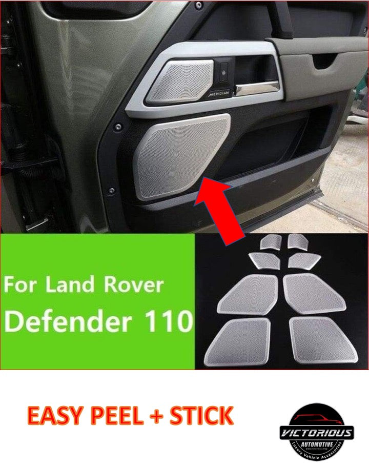 8 PCS Aluminum Alloy Silver For Land Rover Defender 110 130 2020 Car Door Speaker Cover Panel Trim Car Accessories