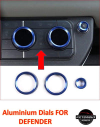 Thumbnail for Aluminum Alloy Blue Car Air Conditioning Knobs Audio Circle Trim for Land Rover Defender 110 2020