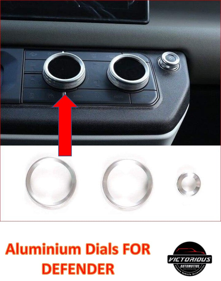 Aluminum Alloy Silver Air Conditioning Knobs Audio Circle Trim for Land Rover Defender 110 2020