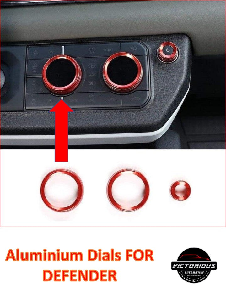 Aluminum Alloy Red Air Conditioning Knobs Audio Circle Trim for Land Rover Defender 110 2020