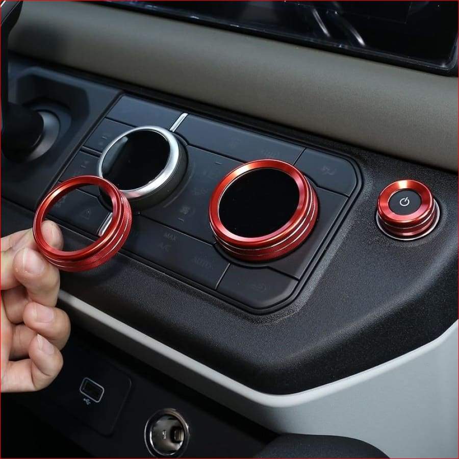 Aluminum Alloy Red Air Conditioning Knobs Audio Circle Trim For Land Rover Defender 110 2020 Car