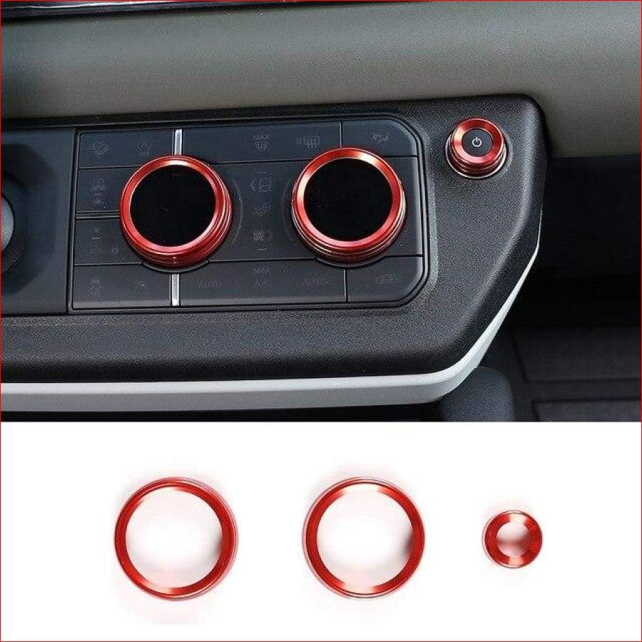 Aluminum Alloy Red Air Conditioning Knobs Audio Circle Trim For Land Rover Defender 110 2020 Car