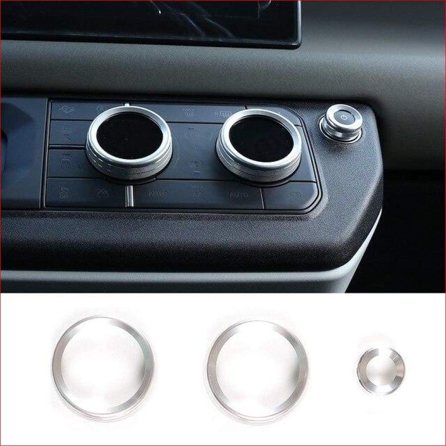 Aluminum Alloy Silver Air Conditioning Knobs Audio Circle Trim For Land Rover Defender 110 2020 Car