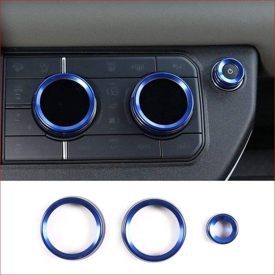 Aluminum Alloy Silver/red/ Blue Car Air Conditioning Knobs Audio Circle Trim For Land Rover Defender