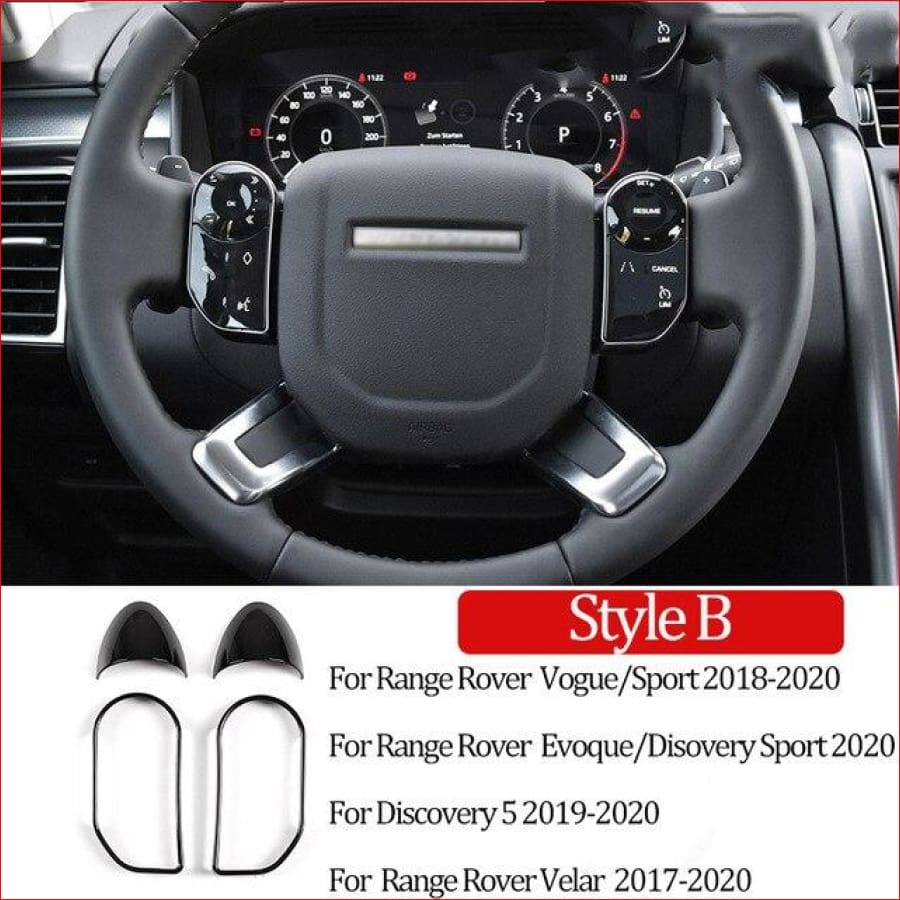 Black Colour Steering Wheel Button Decorative Frame Vogue Sport Discovery Evoque 2017-2020 Car