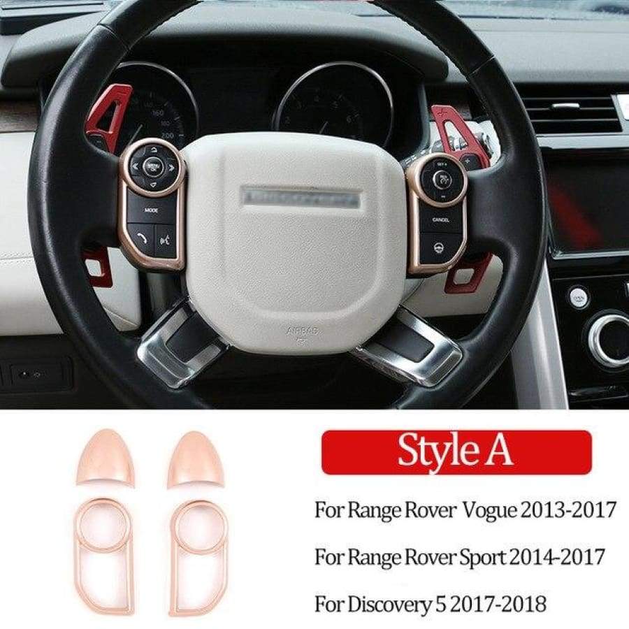 Black Steering Wheel Button Decorative Frame Vogue Sport Discovery Evoque 2013-2017 Car