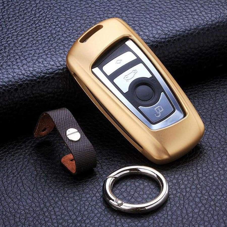 Bmw Aluminium Gold Car Smart Remote Key Cover Case Car