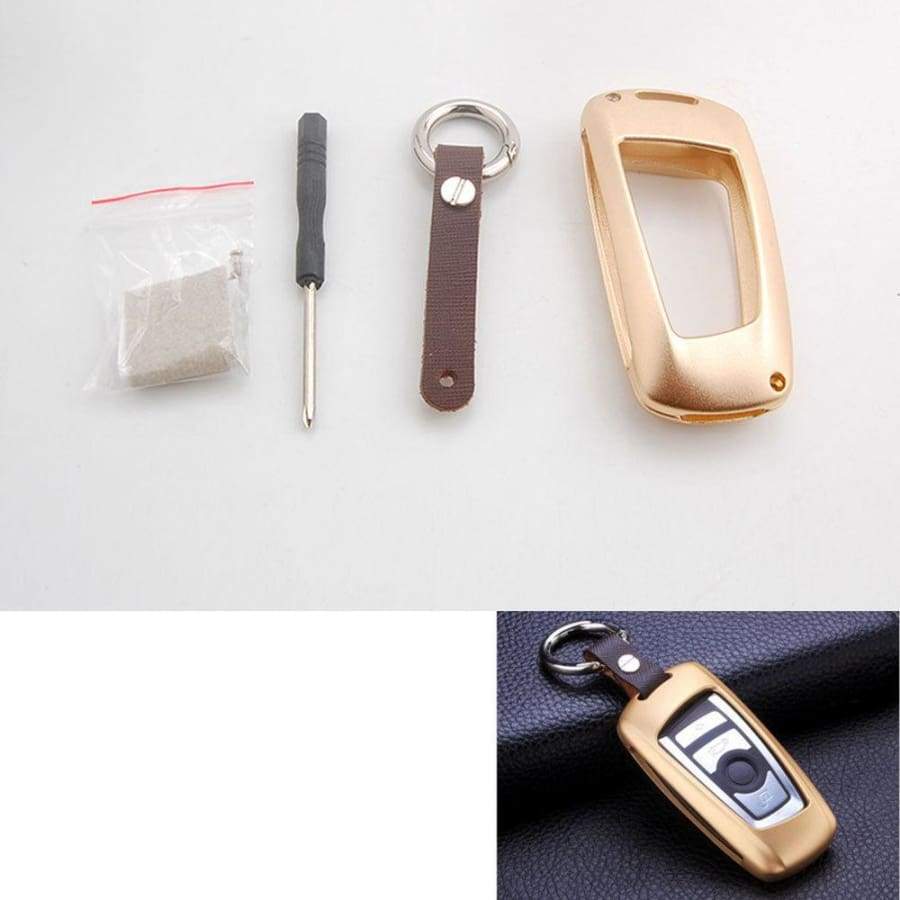 Bmw Aluminium Gold Car Smart Remote Key Cover Case Car