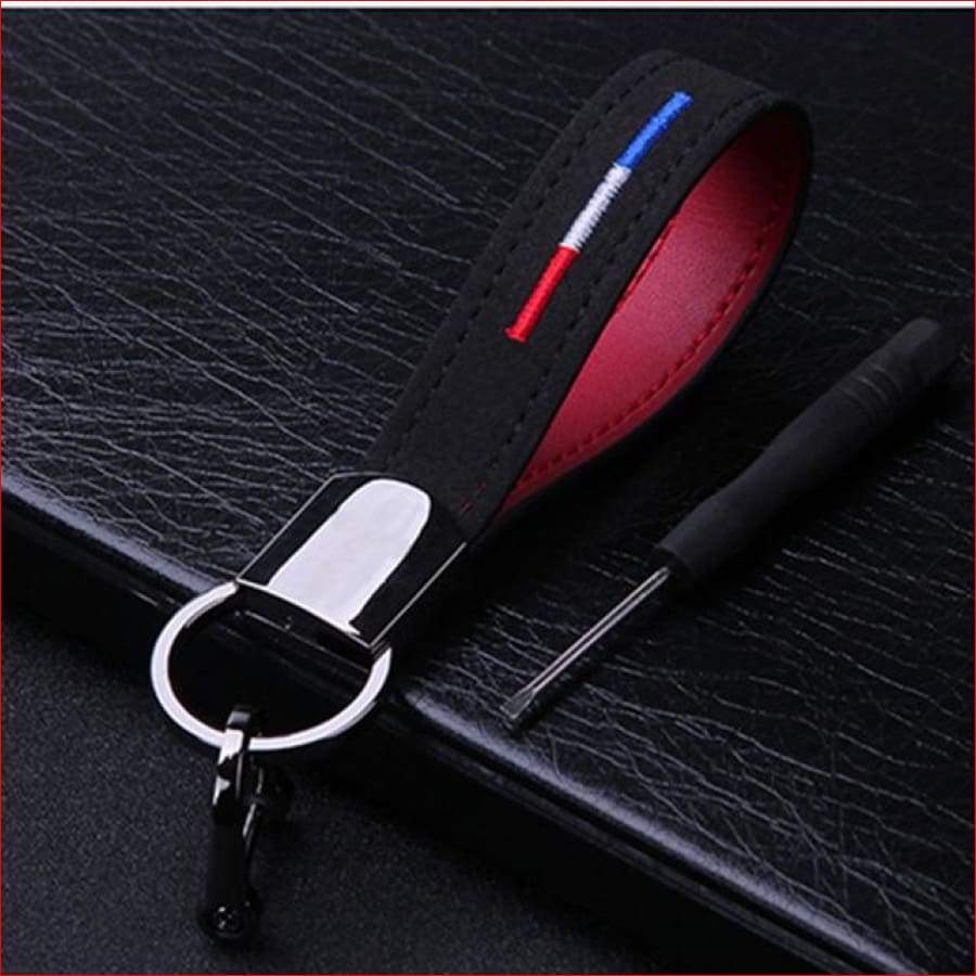 Bmw M Leather Belt Chrome Keyring Car