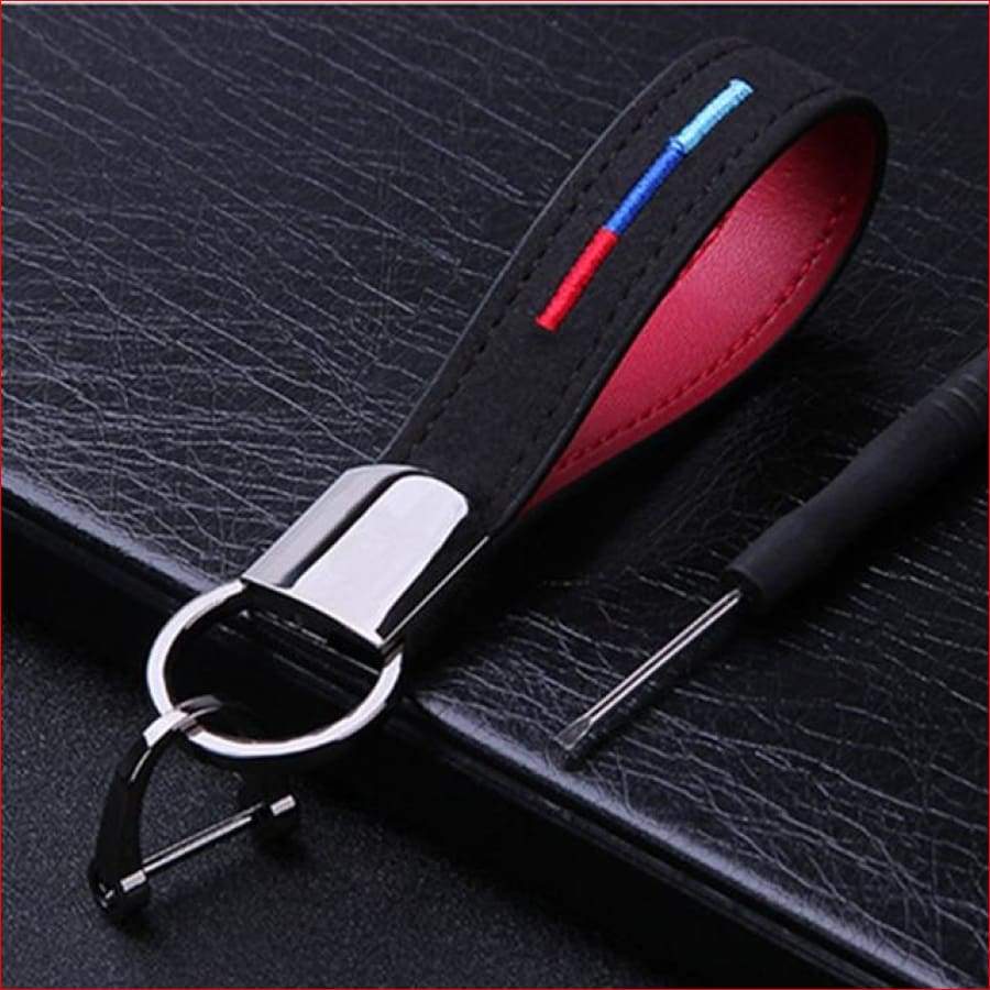 Bmw M Leather Belt Chrome Keyring Car