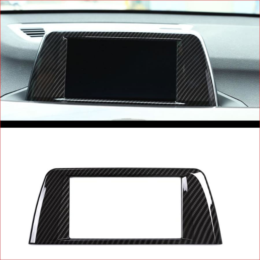 Carbon Fiber Style Abs Chrome Center Central Navigation Panel Frame Cover Trim Sticker For Bmw X1