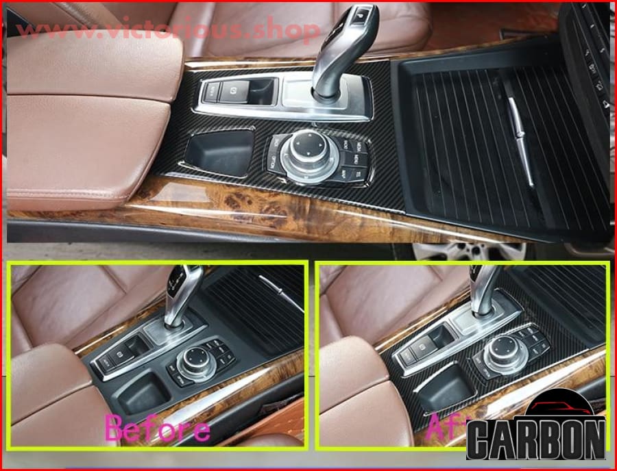 Carbon Fiber Style For Bmw X5 X6 E70 E71 2008-2013 Abs Car Interior Decoration Strip Frame Cover