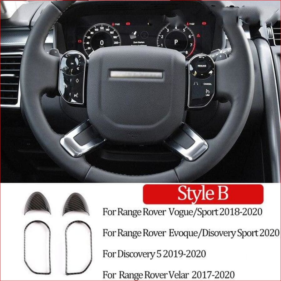 Carbon Fibre Steering Wheel Button Decorative Frame Vogue Sport Discovery Evoque 2017-2020 Car