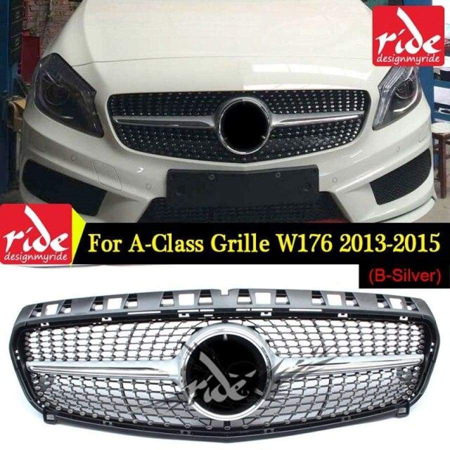 W176 Diamond Front Grille For Mercedes Benz A-Class A180 A200 A250 A300 A45 2013-2015 Auto Racing