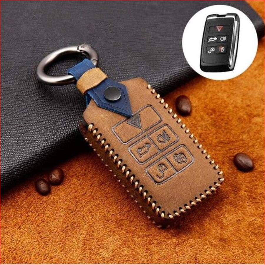 Genuine Leather Key Cover Case Pocket For Land Rover Range Sport Evoque Velar Discovery 5 2018 Brown