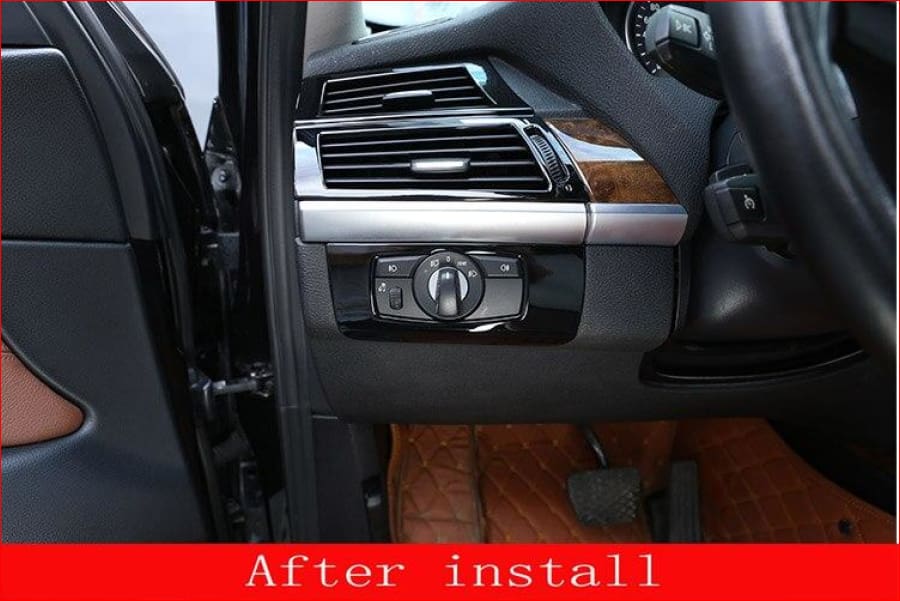Glossy Black For Bmw X5 E70 2008-2013 Abs Car Interior Headlight Switch Decoration Frame Trim