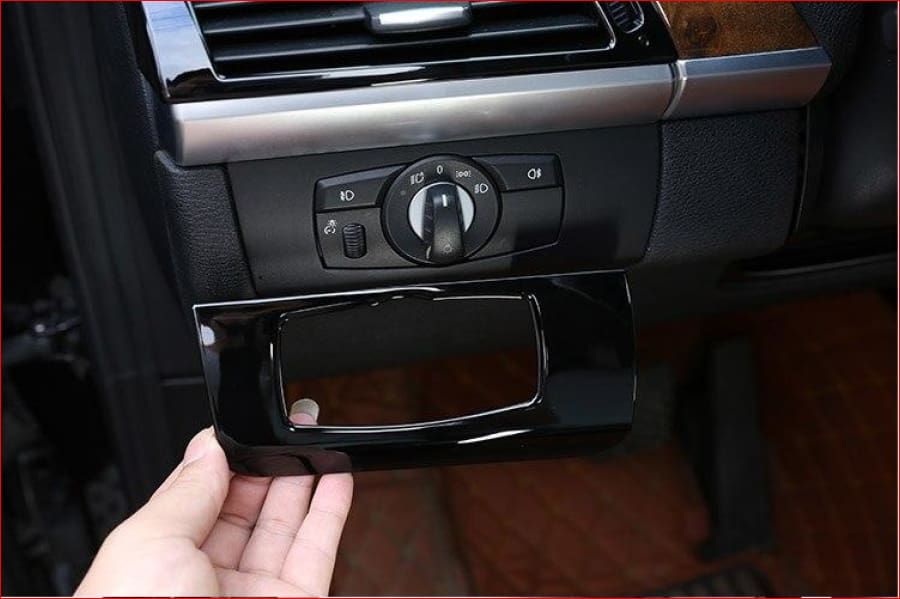 Glossy Black For Bmw X5 E70 2008-2013 Abs Car Interior Headlight Switch Decoration Frame Trim
