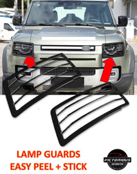 Thumbnail for Headlamp Black Stainless Steel Guards For Land Rover Defender 90 110 20-22